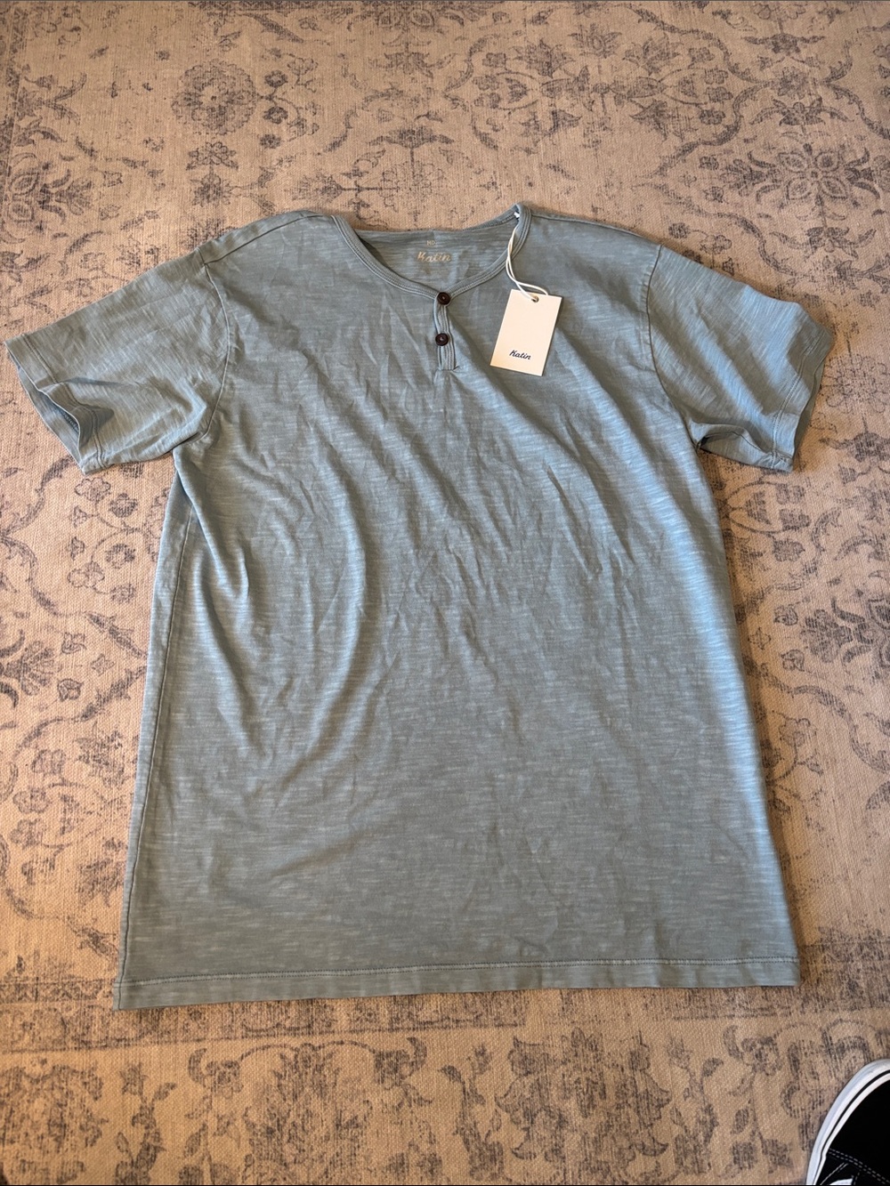 New Katin Men’s Folk Henley Slub T Shirt - medium - blue